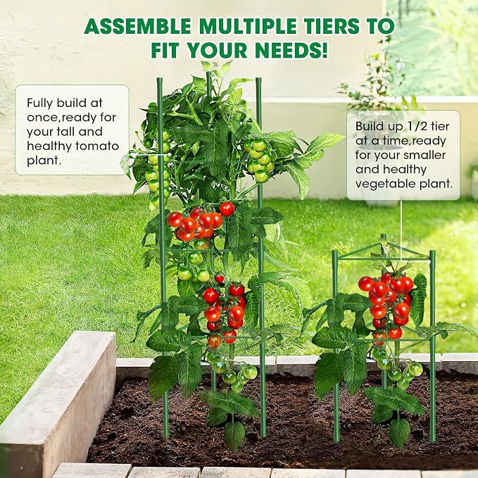 3 Pack Tomato Cages, 51.2in Tomato Plant Support Stakes Heavy-Duty, Garden - Image 8