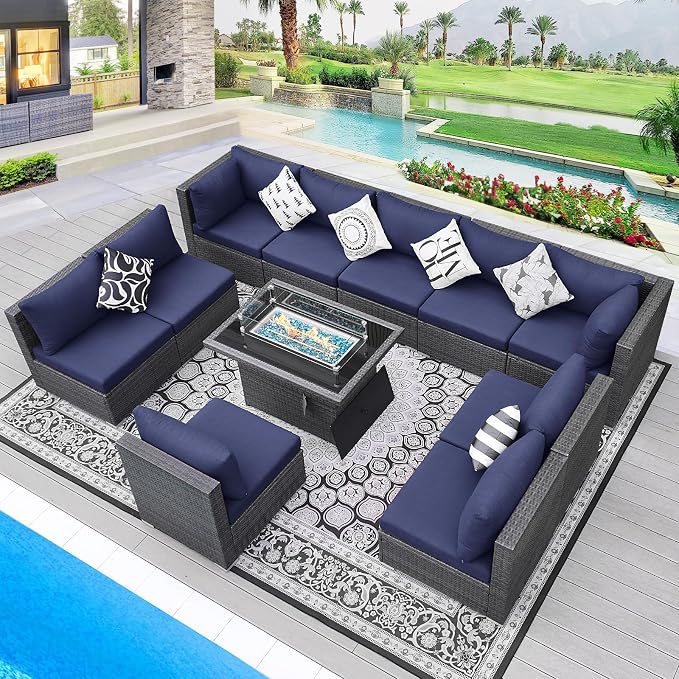 BULEXYARD 11 Piece High Back Patio Furniture Set by BULEXYARDFURNITURE