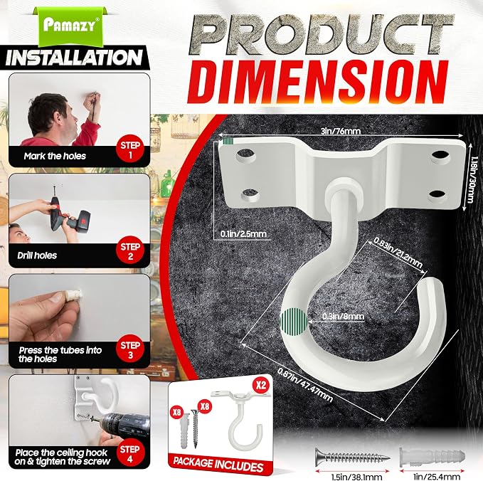 2Pcs 200LBS Rotatable Ceiling Hooks - Image 5