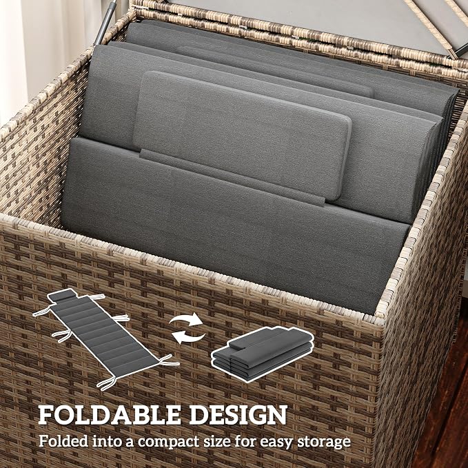 Outsunny Outdoor Lounge Chair Cushion Set of 2, Foldable Patio Chaise Lounge - Image 6