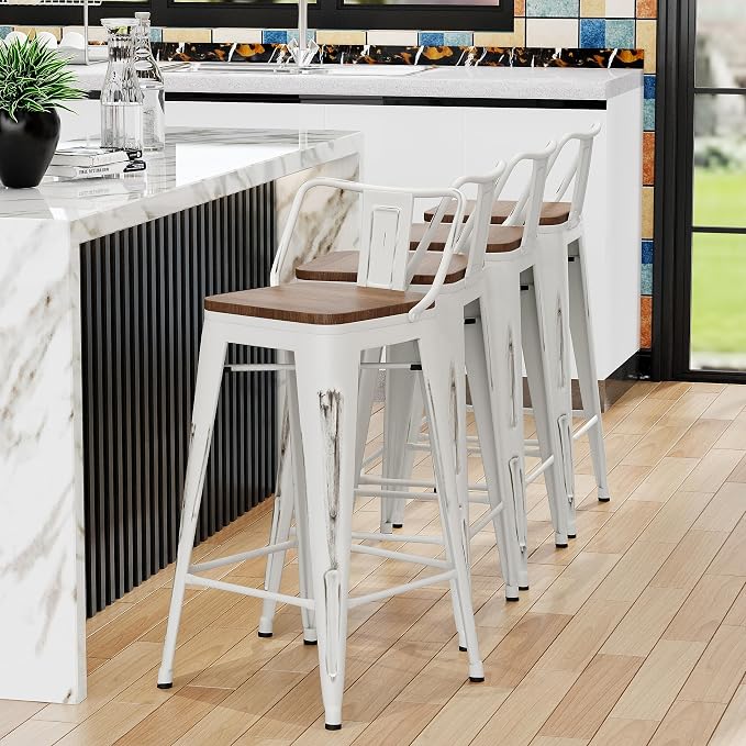 Alunaune 30" Metal Bar Stools Set of 4 Counter Height Barstools Industrial - Image 4