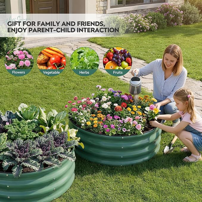 ZORMY Galvanized Raised Garden Bed Outdoor, Round Metal Planter Boxes 2 Pcs - Image 8