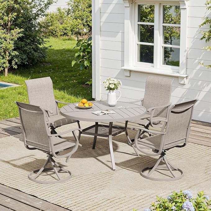 VICLLAX 40.6" Round Outdoor Table, Patio Dining Table - Image 4