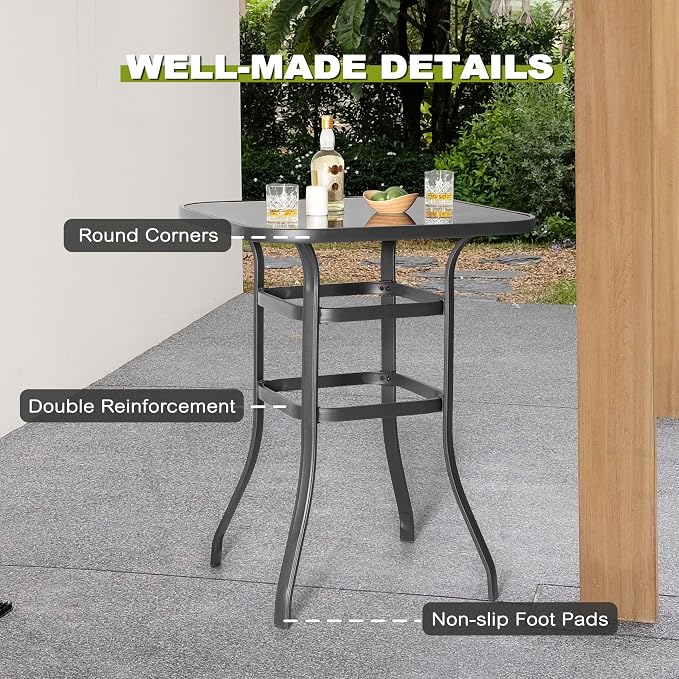 NUU GARDEN 3 Piece Outdoor Patio Bar Set, Patio Bar Furniture Set, Outdoor - Image 5