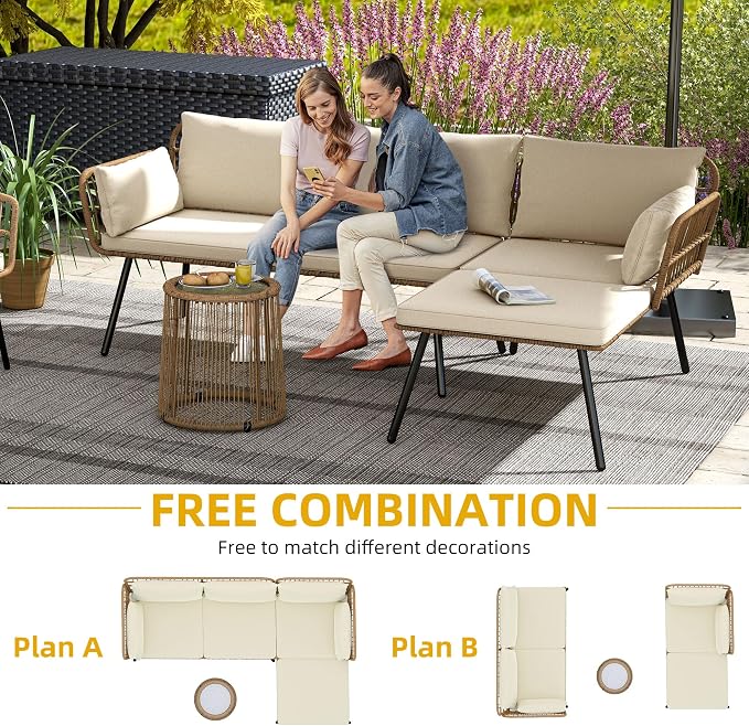 DWVO Patio Furniture Set 3 Piece Outdoor Wicker Conversation Set - Image 2