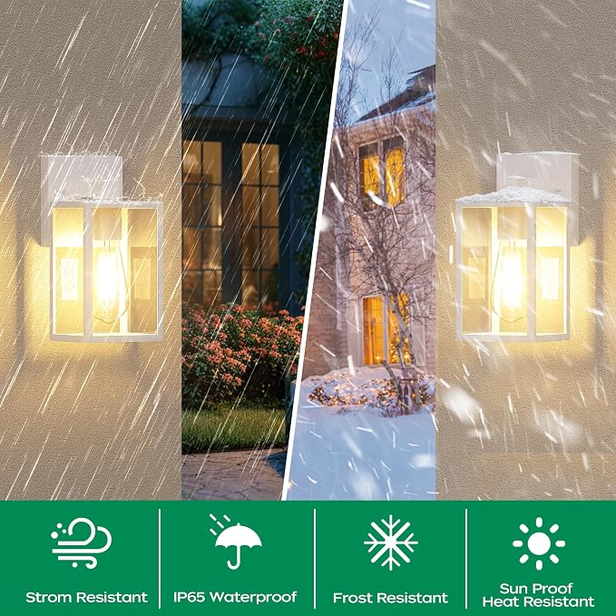 WIHTU White Outdoor Lights for House, LED Exterior Front Porch Light fixtures - Image 2