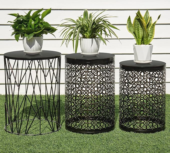 HFHOME Set of 3 Heavy-Duty Round End Table, Side Table, Coffee Table by HFHOME