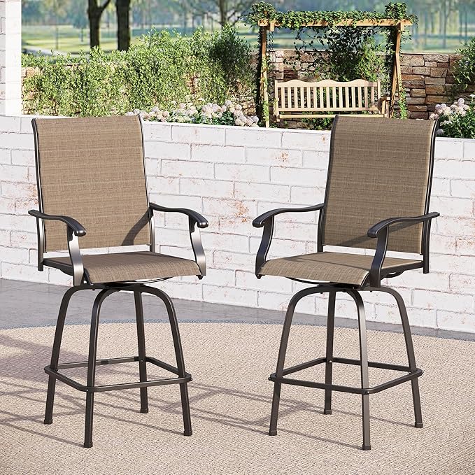 Sophia & William Swivel Bar Stools Set of 2, Bar Height Chairs, Outdoor Bar by SophiaWilliam