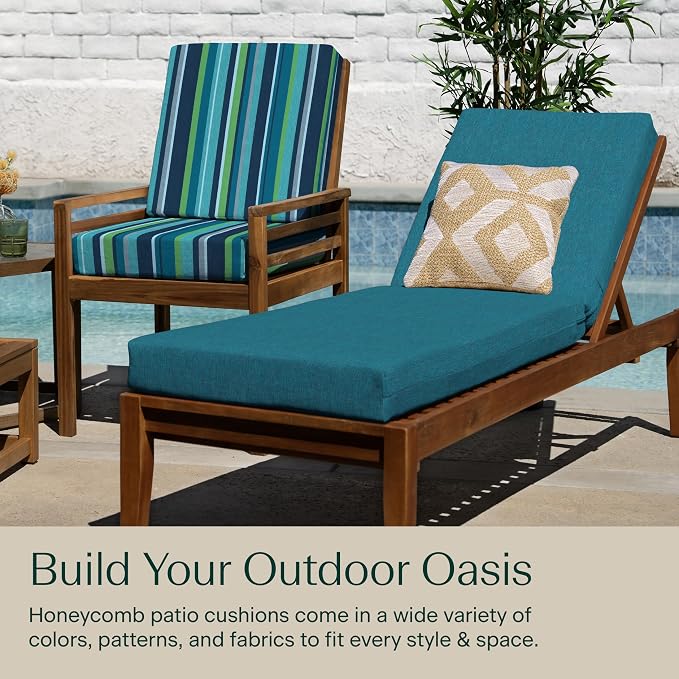 Honeycomb Outdoor Heritage Chaise 21.5 x 70, Textured Solid Teal Chaise Lounge - Image 3