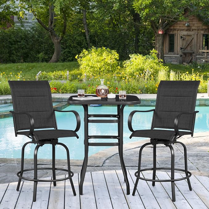 Yaheetech 4 Piece Patio Swivel Bar Stools, Texteline Outdoor Chairs - Image 4