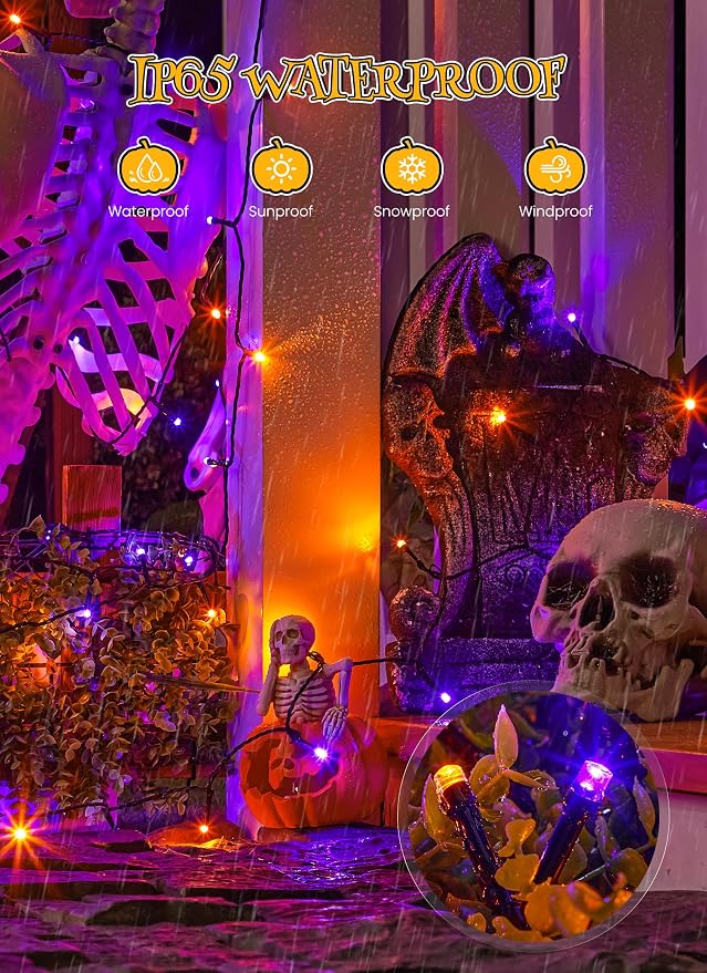 Brightown 4 Pack Solar Halloween String Lights, Total 184FT 480 LED Solar - Image 5