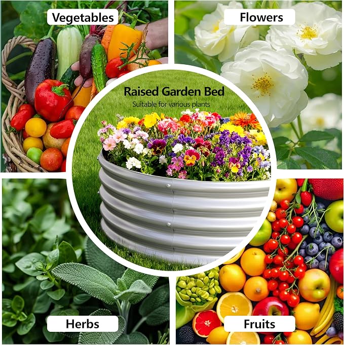2PCS 8x4x1FT Galvanized Raised Garden Bed Kit, Vegetable Boxes-Oval Metal - Image 4