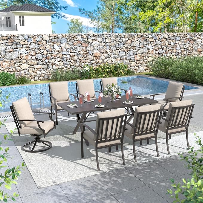 ALAULM 9-Piece Patio Dining Table and Chairs - Image 2