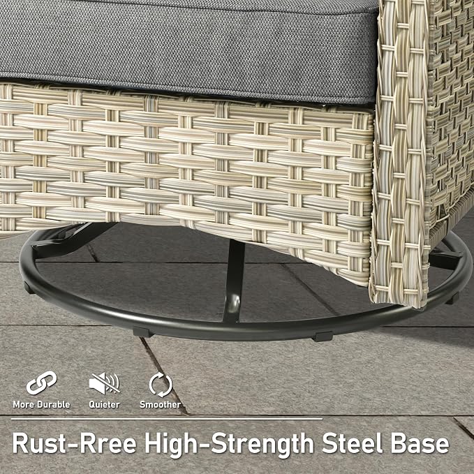 HOOOWOOO 3 Piece Patio Furniture Bistro Sets, Outdoor Wicker Swivel Rocking - Image 7