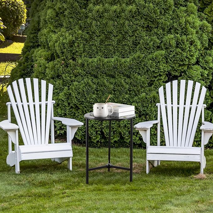 Party Zealot Set of 2 Small Round Metal Side Tables, 13-Inch Black Outdoor End - Image 2