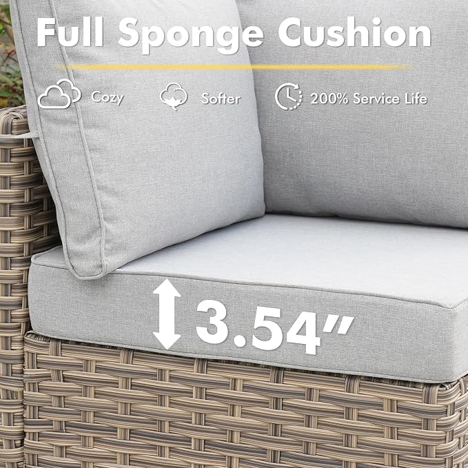 11-Piece Outdoor Sectional Sofa Set w/ 54" Fire Pit – L-Shaped Wicker Patio - Image 5