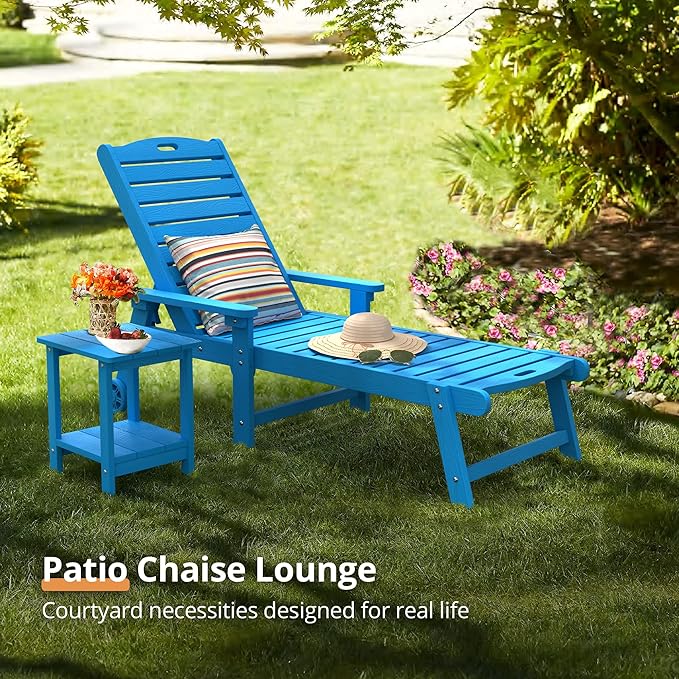LUE BONA Outdoor Chaise Lounge Chairs Set of 2, 5 Positions Adjustable Lounge - Image 4