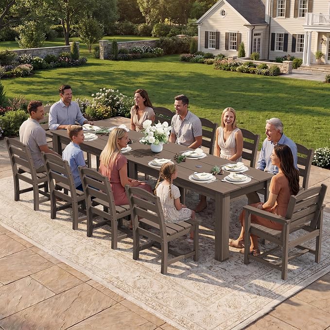 SERWALL Outdoor Dining Sets for 6, HDPE Dining Sets - Image 8