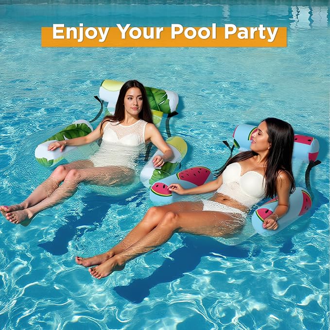 Funscape Pool Floats Chairs Adult, 2 Packs Heavy Duty Inflatable Swimming Pool - Image 7