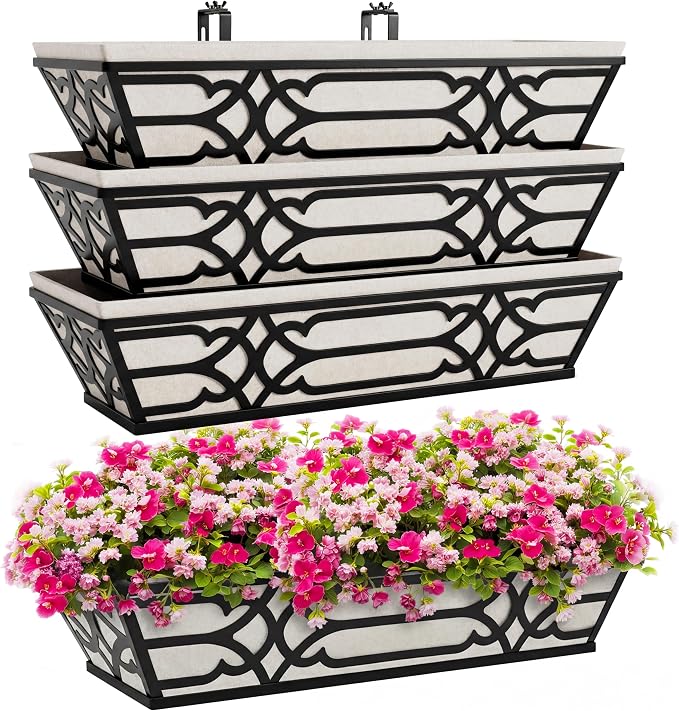 4 Pack 24 Inch Railing Boxes Planter by cheehigo