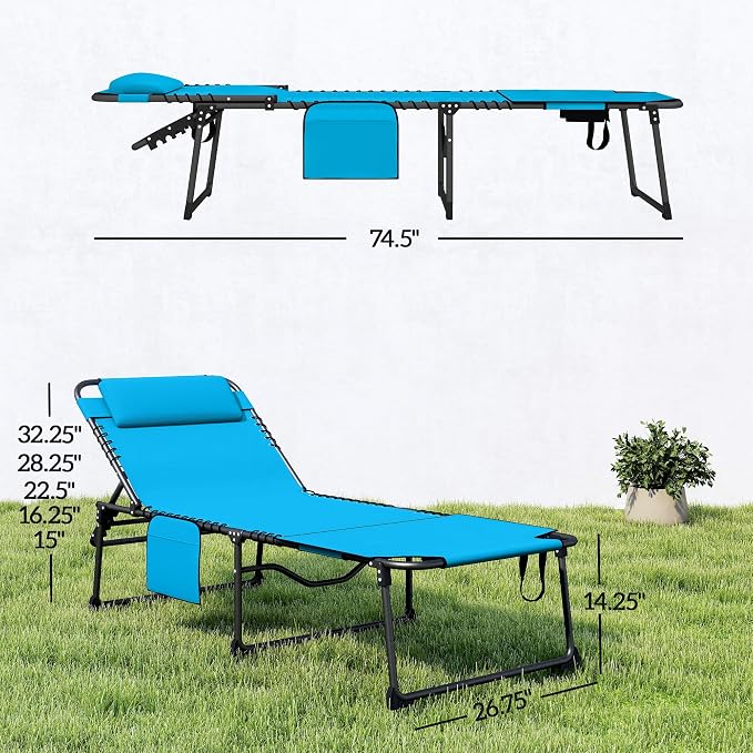Outsunny Folding Chaise Lounge - Image 3