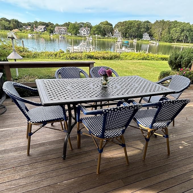 PURPLE LEAF Outdoor Dining Chair Set of 4 Hand-Woven Aluminum Armchair - Image 2