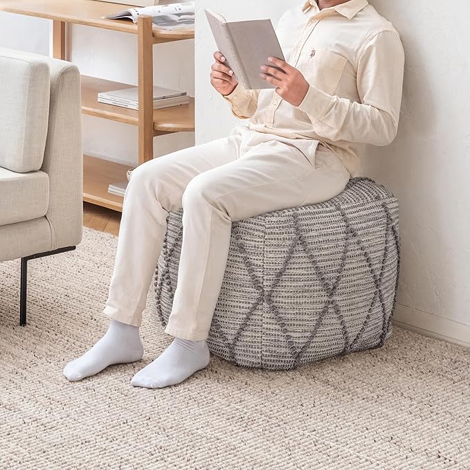 Anji Mountain 100% Handmade & Handcrafted Comfortable Home Décor Pouf Ottoman - Image 2
