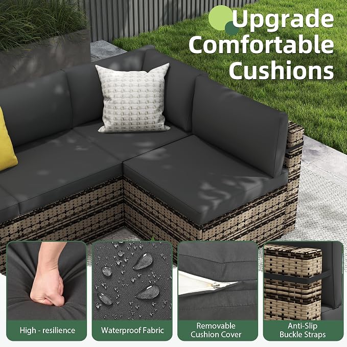 7-Piece Outdoor Sectional Sofa Set, Weather-Resistant Patio Furniture Set - Image 5