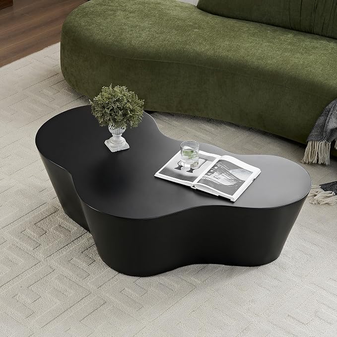 50" Coffee Table Modern Irregular Center Table Fiberglass Sturdy Table by JURMALYN
