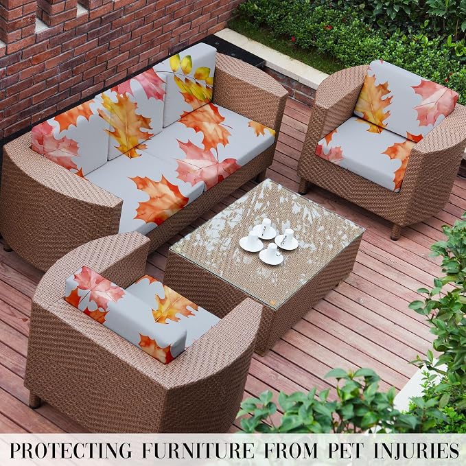 8Pcs Outdoor Cushion Covers, Patio Cushion Covers, Stretch Elastic Slipcovers - Image 6