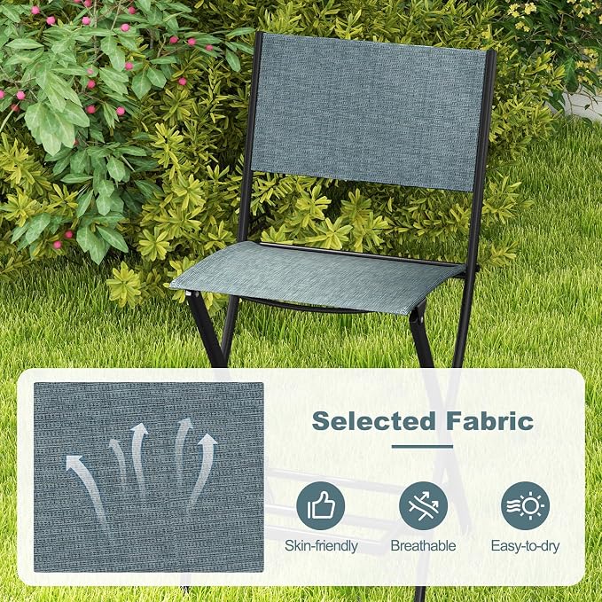 Giantex Folding Patio Bar Chairs Set of 2, Outdoor Counter Height Bar Stools - Image 4