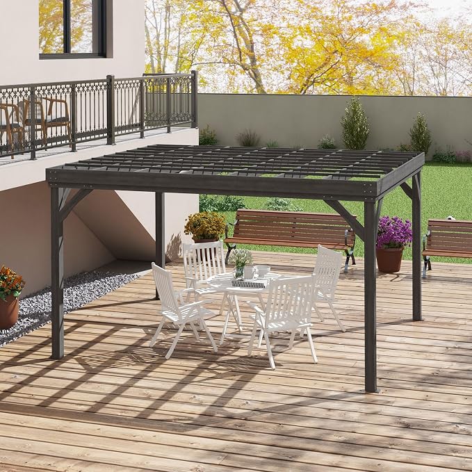 Outsunny 10' x 12' Outdoor Pergola, Wood Gazebo Grape Trellis - Image 6