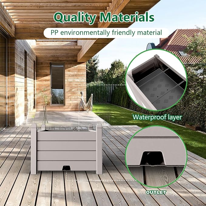 Raised Garden Bed, 21 Gallon Self-Watering Outdoor Raised Planter Box - Image 7