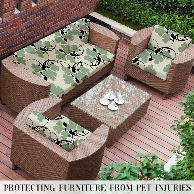 8Pcs Stretch Patio Cushion Covers Outdoor Cushion Cover, Jacquard Stretch - Image 6