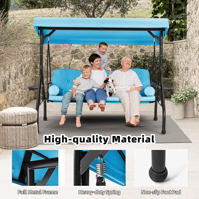HOMREST 3 Seat Outdoor Porch Swing - Image 4