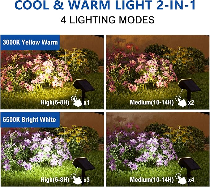 Solar Spotlights, Super Bright LED, 2 CCT Warm & Cool Light, Solarspot Lights - Image 2