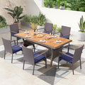 PHI VILLA Outdoor Dining Set for 6, Rectangular Wicker Table by PHIVILLAThepioneerofcomfortablehouseholdsupplies