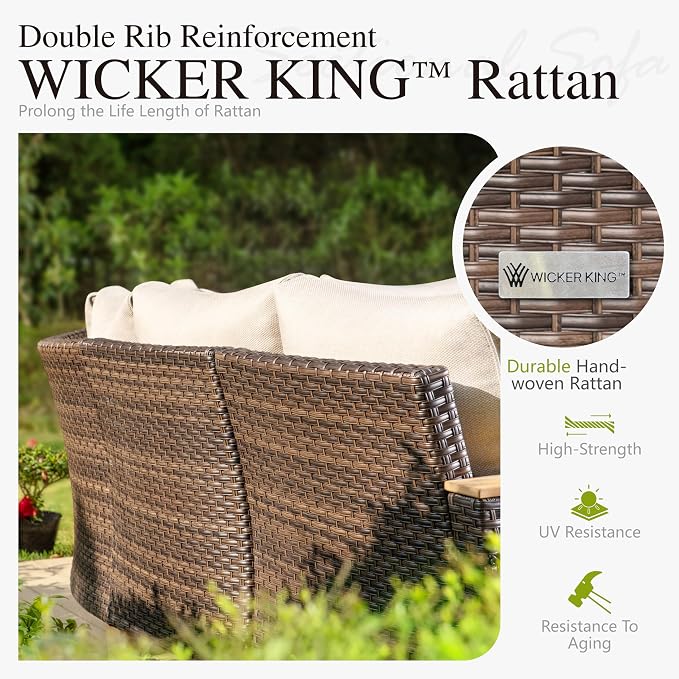 Sophia & William Outdoor Patio Sectional Sofa Set 2 Seats High Back Single - Image 3