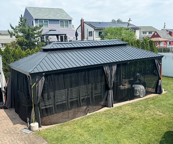 PURPLE LEAF 14' X 28' Outdoor Large Gazebo Permanent Hardtop Gazebo - Image 9