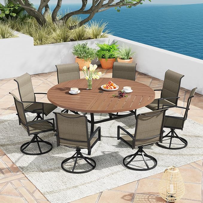 Patio Dining Table for 8-10, Round Metal Outdoor Table - Image 2