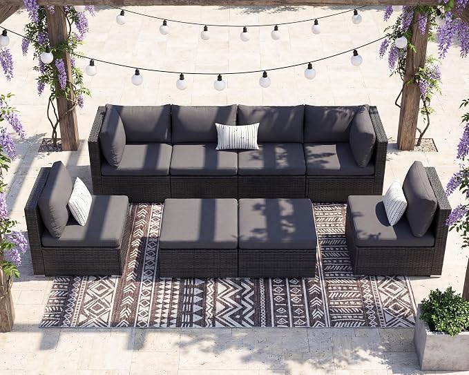 NICESOUL 8 Seater Modern Luxury Outdoor Furniture Set, Extra Large PE Wicker - Image 3