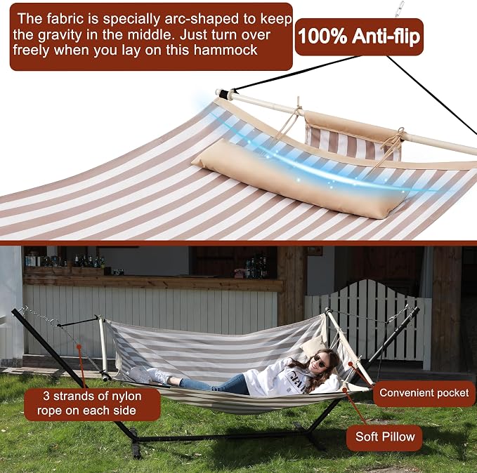 TegerDeger Anti-flip 12FT Hammock Large Hammock 450LB Capacity - Image 2