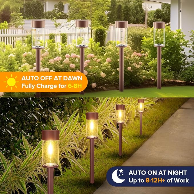 UME 2 Pack Solar Pathway Lights Outdoor, Bright Solar Garden Lights - Image 3
