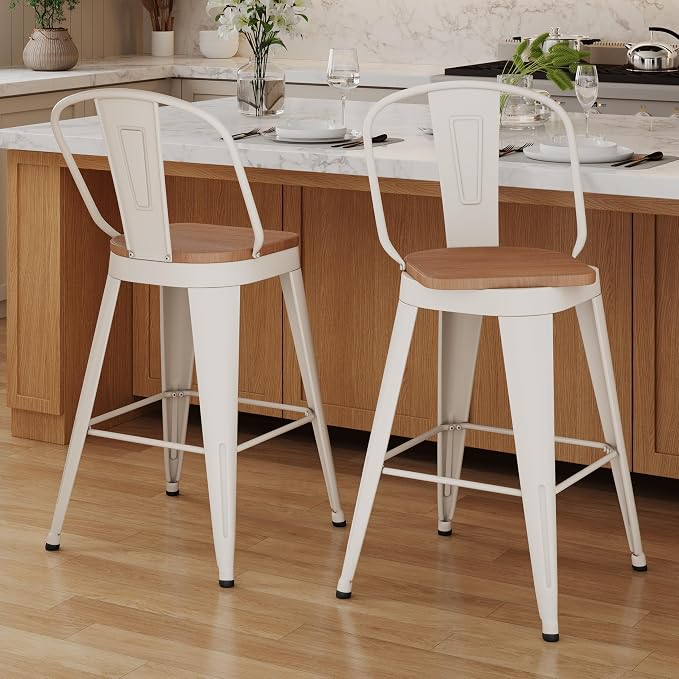 Aklaus Swivel Metal Bar Stools 24 inch Swivel Counter Height Barstools Set of 2 by AKLAUSHomeFurniture
