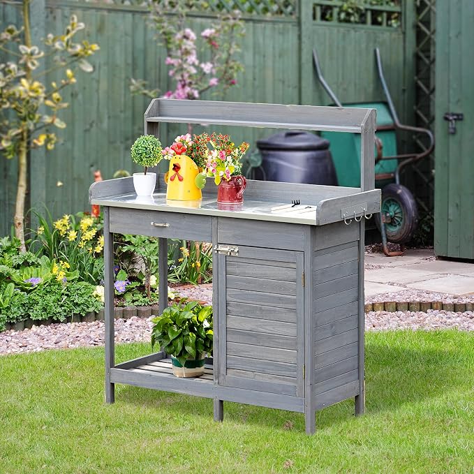 Outsunny Outdoor Potting Bench Table, Garden Work Station - Image 2