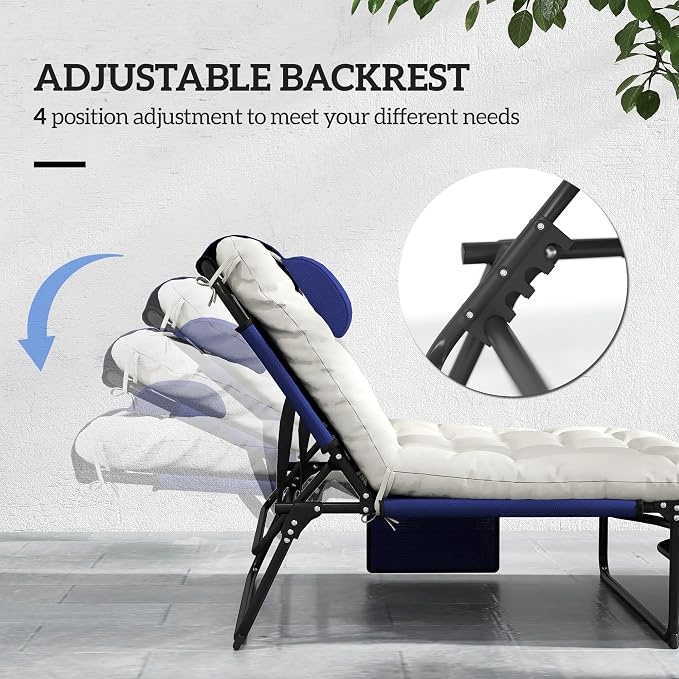 Outsunny Folding Chaise Lounge - Image 4