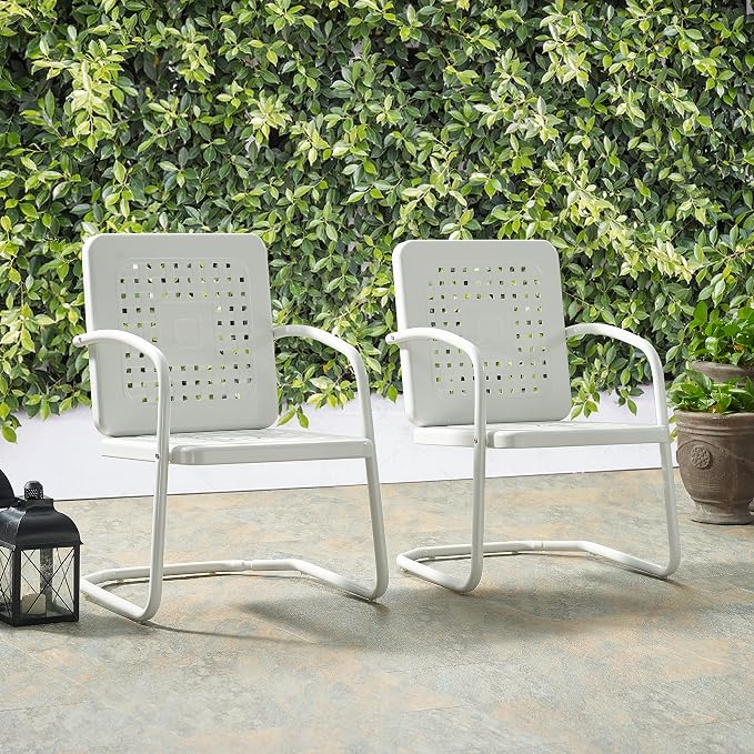Crosley Furniture Bates 2-Piece Outdoor Chair Set, Retro Metal Patio Chairs - Image 2