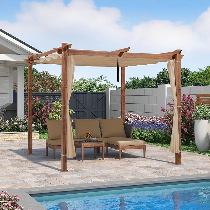 PURPLE LEAF 10' x 10' Outdoor Retractable Pergola Patio Metal Shelter - Image 2