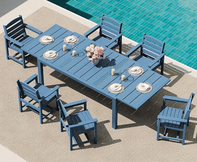 SERWALL 7-Piece Patio Dining Sets, All Weather HDPE Outdoor Furniture Set by SERWALL