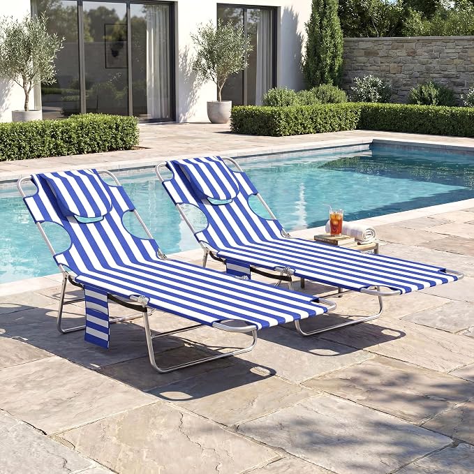 Outsunny Chaise Lounge Chair Outdoor Set of 2 - Image 8